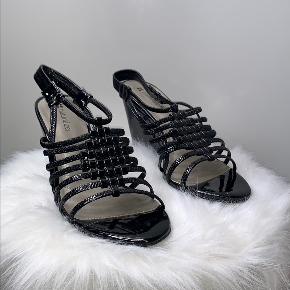 Naturalizer Black Strappy Wedges